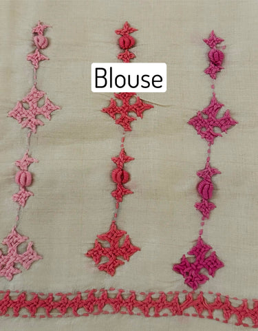 Lightweight Kutch Embroidery Pure Tussar Silk Saree | Off White | Gujarati Hand Embroidery | Ships from California